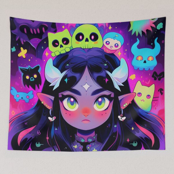 Item preview, Neon Mystical Charm Anime Girl designed and sold by bubblegoth.