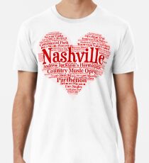 Camiseta premium para hombre Corazón de Nashville Corazón rojo Word Cloud Products
