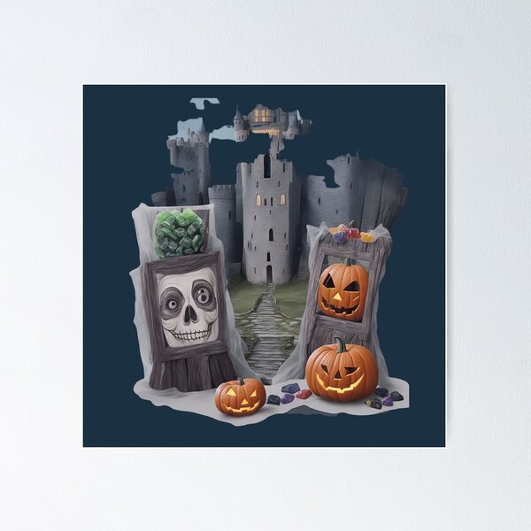 Item preview, Pueblo encantado con fantasmas y calabazas embrujadas en medio del bosque moda inspirada en el terror de Halloween designed and sold by Carlos Gudino.