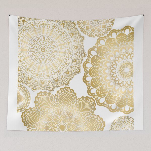 Item preview, Celestial Harmony gold Mandala flowers designed and sold by NoaaDesign.