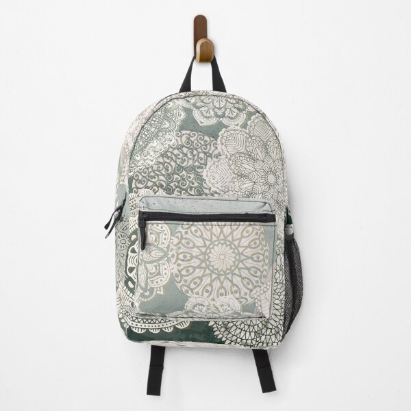 Item preview, White Painted Mandala lacework on green designed and sold by NoaaDesign.