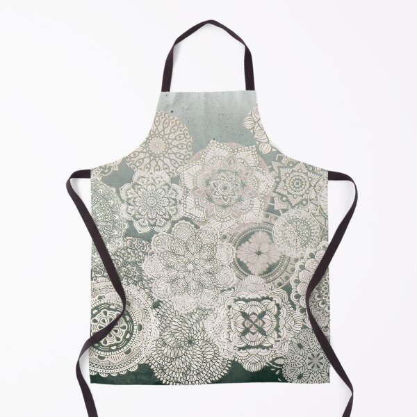 Item preview, White Painted Mandala lacework on green designed and sold by NoaaDesign.