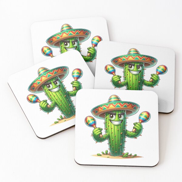 Item preview, Playful Cactus with Maracas and Sombrero Illustration designed and sold by vk09.