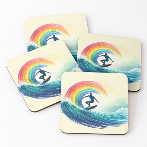 Item preview, Surfing Rainbow Wave designed and sold by Vkinsify.