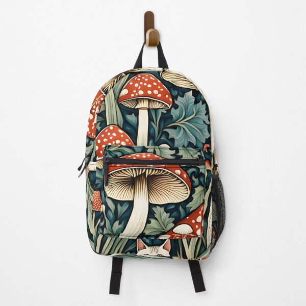 Item preview, William Morris Inspired Mushroom and Cat Art designed and sold by Not A Typical Teacher.