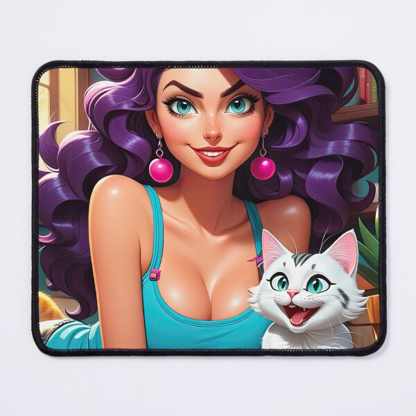 Item preview, Crazy Girl and Cat - 1 designed and sold by cyberartstudiox.