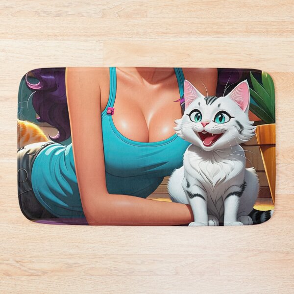 Item preview, Crazy Girl and Cat - 1 designed and sold by cyberartstudiox.