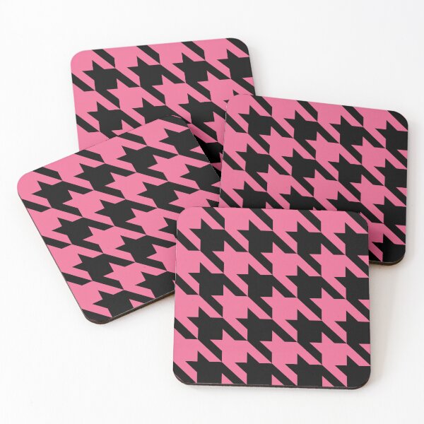 Item preview, Pink and black houndstooth pattern designed and sold by LinDraws.