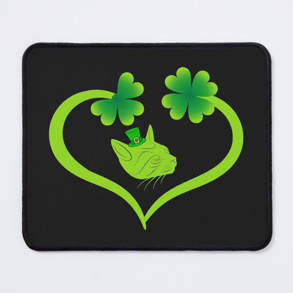 Item preview, Cat Clover Silhouette Shamrock St Patricks Day Kitten Lover designed and sold by JNgraphictopia.