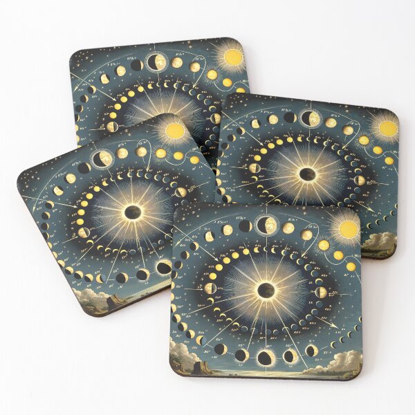 Item preview, Ancient Astrology Chart Phases of a Total Solar Eclipse designed and sold by HippieFarms11.