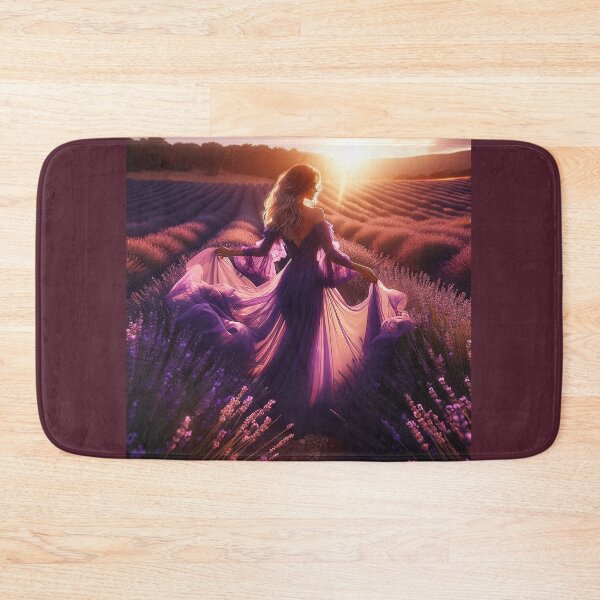 Item preview, Woman dancing in a field of lavender, her dress mirroring the purple hues, captured in the golden hour light designed and sold by AndreaMart.
