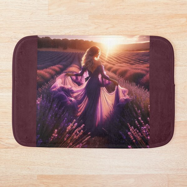 Item preview, Woman dancing in a field of lavender, her dress mirroring the purple hues, captured in the golden hour light designed and sold by AndreaMart.