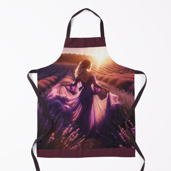 Item preview, Woman dancing in a field of lavender, her dress mirroring the purple hues, captured in the golden hour light designed and sold by AndreaMart.