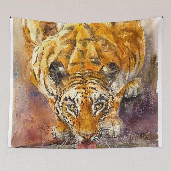 Item preview, The tiger laps up the water. designed and sold by Elena Reutova.