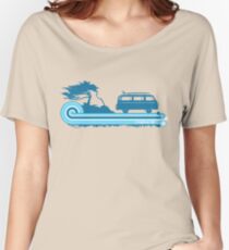 'Longboard' Surf Retro Design in Teal & Aqua Women's Relaxed Fit T-Shirt