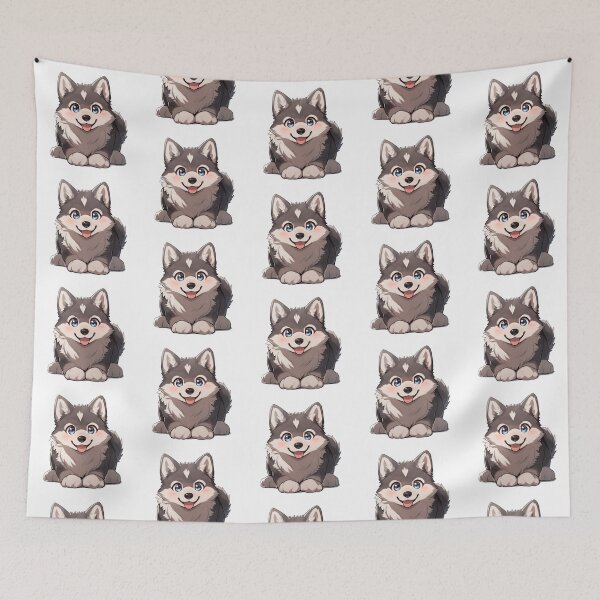 Item preview, Cute Kawaii Husky Dog Puppy with Blue Eyes designed and sold by CozyKawaiiArt.