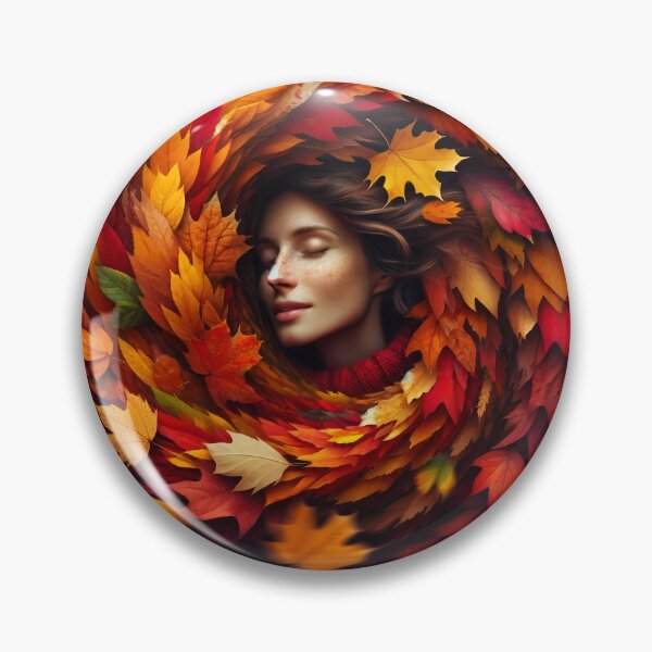 Item preview, Woman enveloped in a swirl of colorful autumn leaves, capturing the essence of the season designed and sold by AndreaMart.
