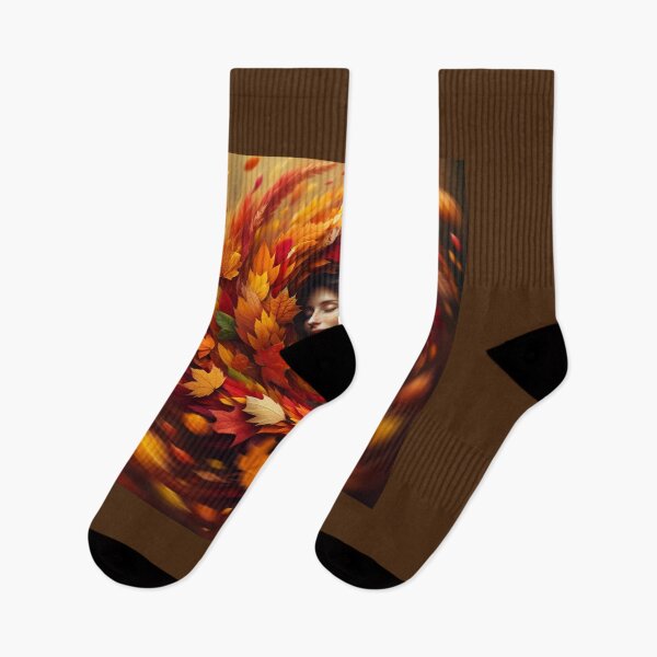 Item preview, Woman enveloped in a swirl of colorful autumn leaves, capturing the essence of the season designed and sold by AndreaMart.