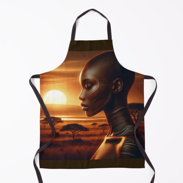 Item preview, Woman with traditional tribal markings, against the backdrop of a setting sun in the savannah designed and sold by AndreaMart.