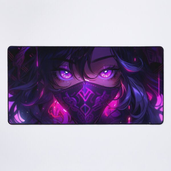Item preview, Cyber Neon Purple Ninja Anime Girl designed and sold by bubblegoth.