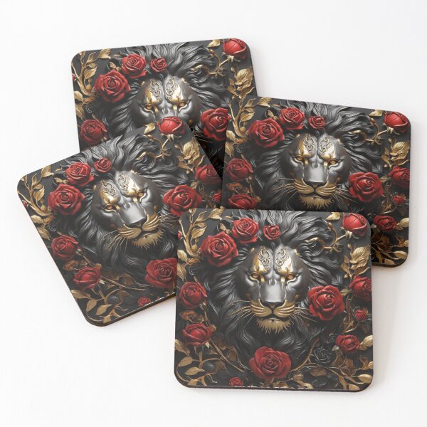 Item preview, Lion With Golden Details And Roses designed and sold by ThralStore.