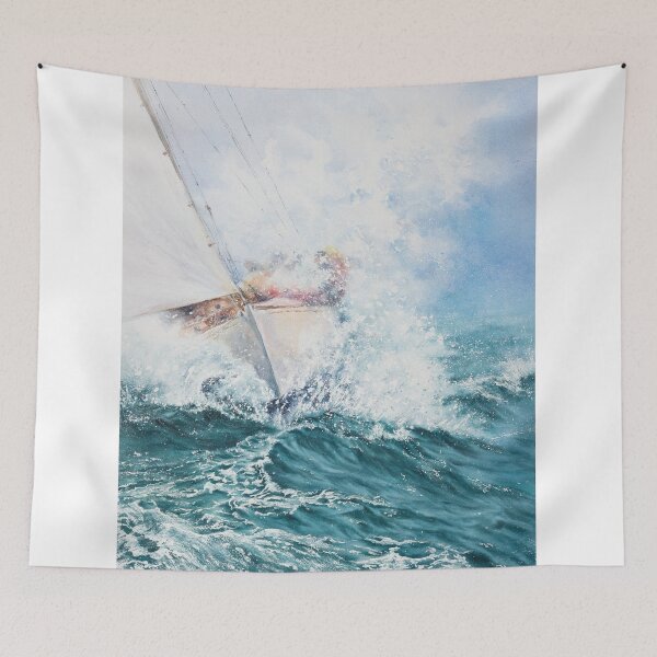 Item preview, Yacht sailing on the ocean waves in storm designed and sold by Katenaz.
