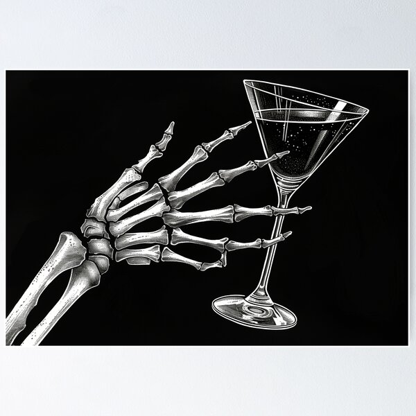 Funny skeleton hands bra illustration Poster for Sale by Creative