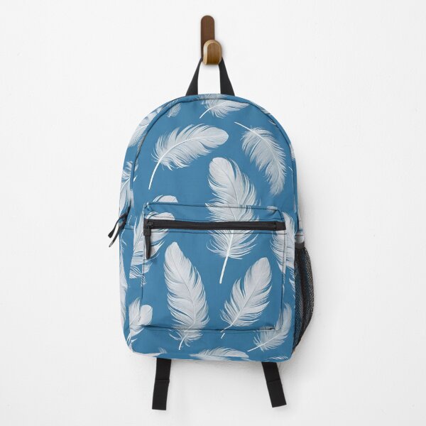 Item preview, White feathers with blue background designed and sold by Ciervo Primavera.