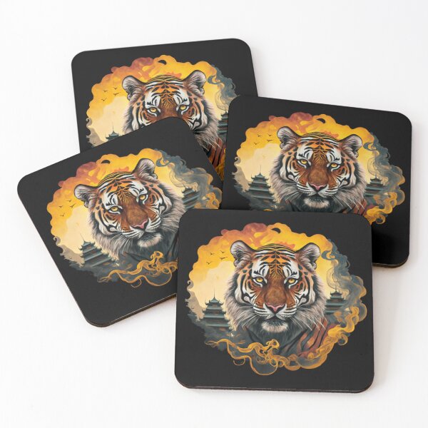 Item preview, Black an yellow silhouette of a Tiger designed and sold by 123ks.