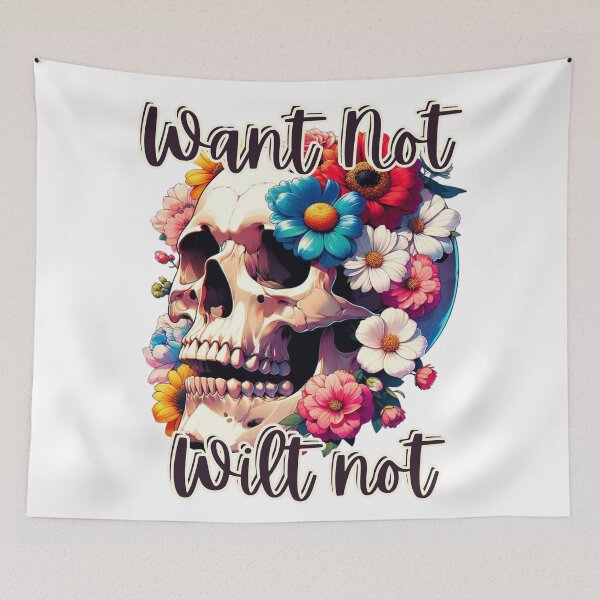 Item preview, Want Not Wilt Not Skull Surrounded by Flowers Daisy Daises designed and sold by kylmllr101684.