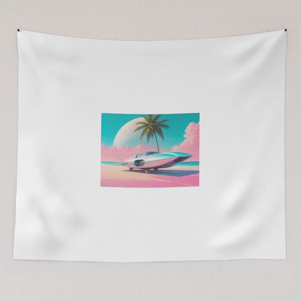 Item preview, Retrofuturistic Beachscape Sticker (1374) designed and sold by WASjourney.