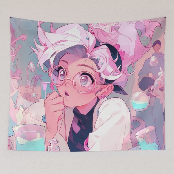 Item preview, Pastel Scientist Lab Coat Anime Girl designed and sold by bubblegoth.