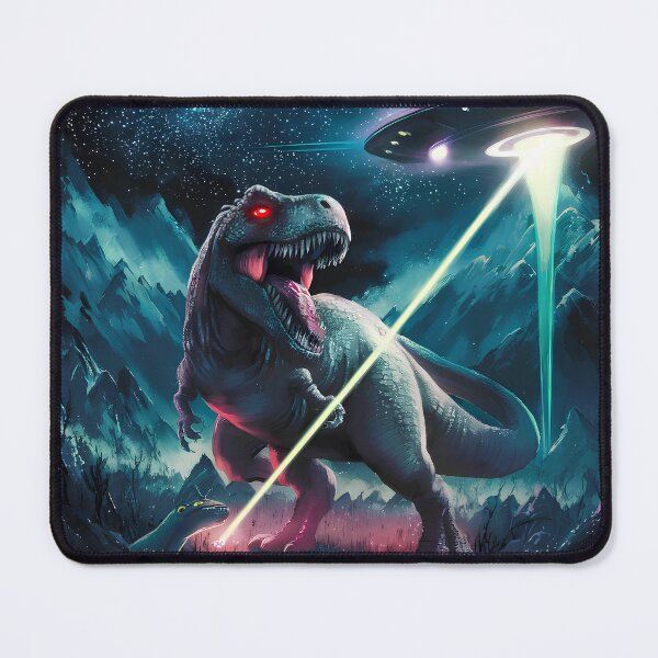 Item preview, Tyrannosaurus fighting with ufo in the mountains designed and sold by Paul-Place.