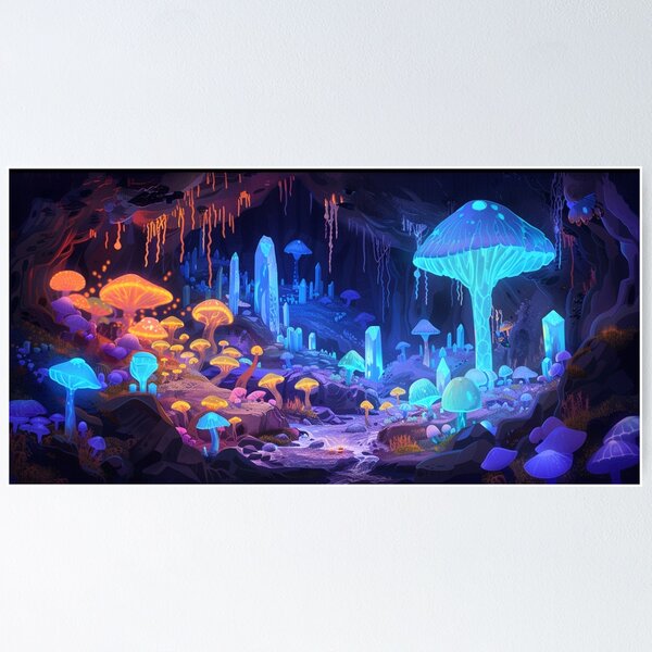 Item preview, Luminescent Underground Cavern - Fantasy Landscape designed and sold by AiHead.