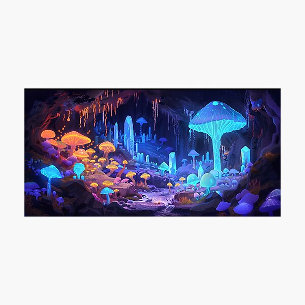 Item preview, Luminescent Underground Cavern - Fantasy Landscape designed and sold by AiHead.