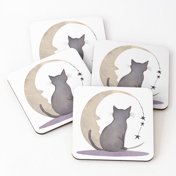 Item preview, Cat with crescent moon designed and sold by Petalette.