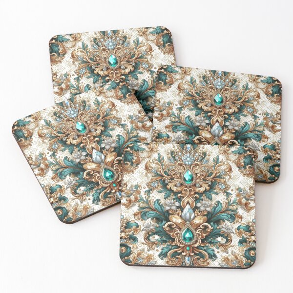 Item preview, Teal & Cream Jeweled Baroque designed and sold by DesignsByPrnces.
