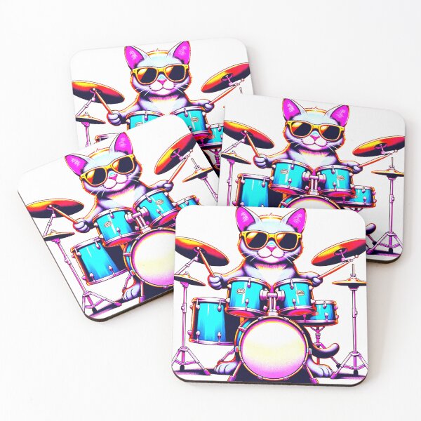 Item preview, Drummer Cat Cool designed and sold by PrettyViews.
