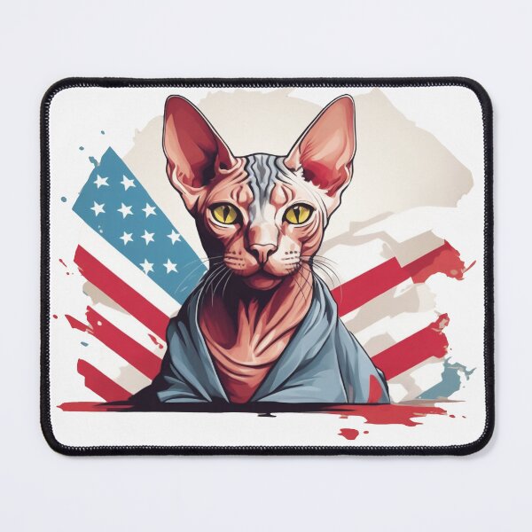 Item preview, patriot white and red cat against the background of the flag designed and sold by jkrphoto.