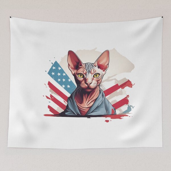Item preview,  patriot white and red cat  against the background of the flag designed and sold by jkrphoto.