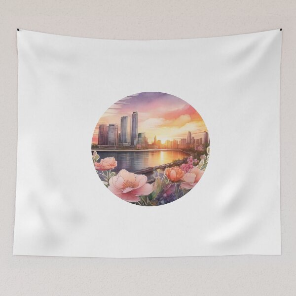 Item preview, Floral Watercolor Cityscape Sticker (1400) designed and sold by WASjourney.