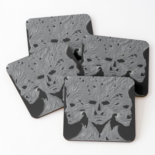 Item preview, Grey on gray Industrial face - Engraved metal illustrations collection by Red Siri0 (tree three faces without background) designed and sold by Red Siri0 Art.