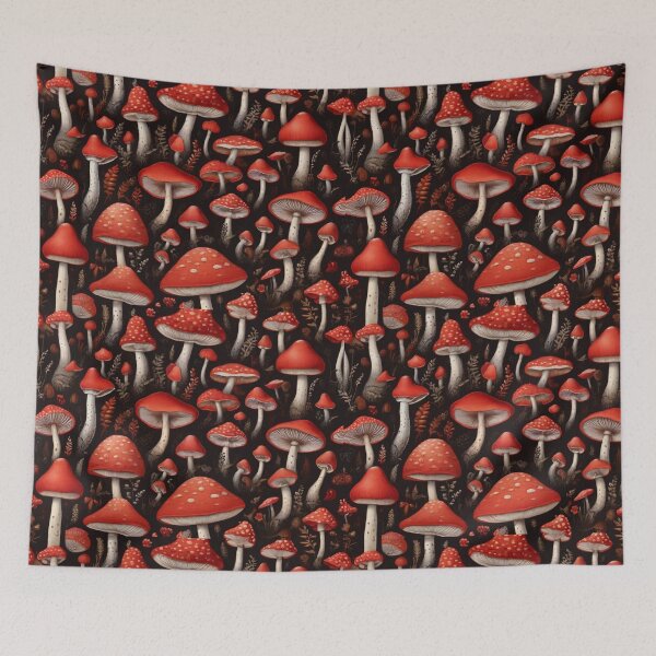 Item preview, Enchanting Red Mushroom Patterns: Nature-Inspired Delights for Your Space designed and sold by AYACHI90.