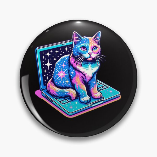 Item preview, Celestial cat sat on a laptop designed and sold by BritishDelights.