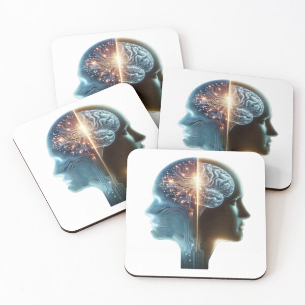 Item preview, AI vs. HI book cover/marketing design - heads only designed and sold by Dr. Gabriella Korosi.