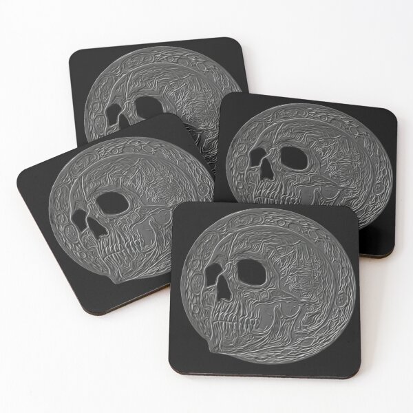 Item preview, Deep grey on gray Industrial skull - Engraved metal illustrations collection by Red Siri0  designed and sold by Red Siri0 Art.