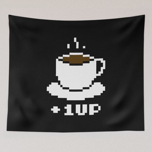 Item preview, +1UP Coffee Pixel Art designed and sold by Quilimo Studio.