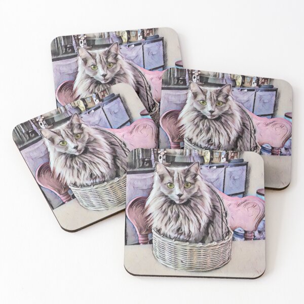 Item preview, Grey Green Eyed Cat In Basket designed and sold by PandLcreations.