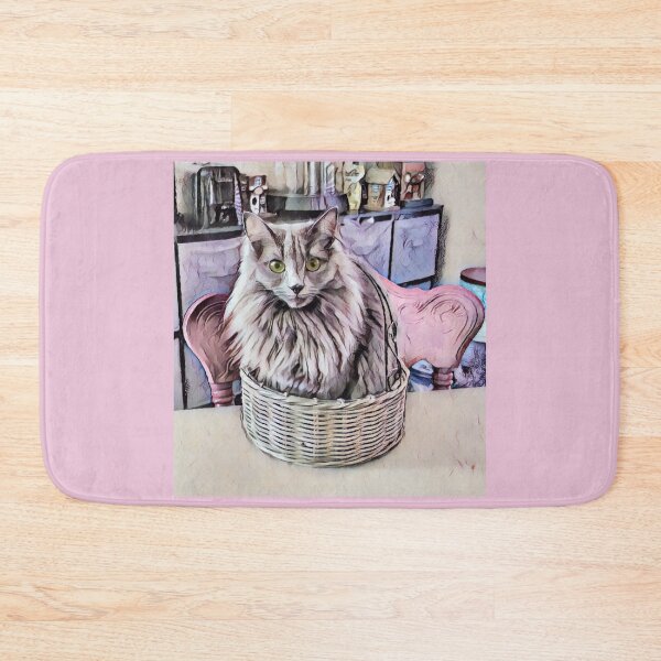 Item preview, Grey Green Eyed Cat In Basket designed and sold by PandLcreations.