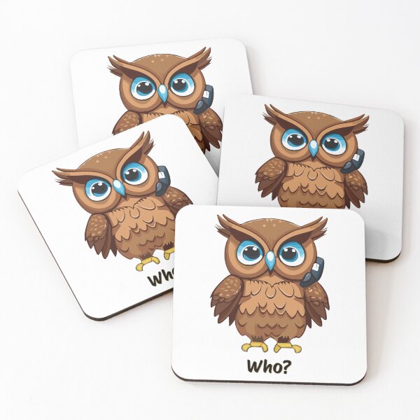 Item preview, An Owl on a Cell Phone Saying "Who?" - Children's Style Cartoon designed and sold by thebigleebowski.